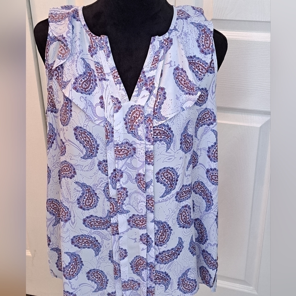 Skies Are Blue Lavender Sleeveless Paisley Print Blouse Size XXL